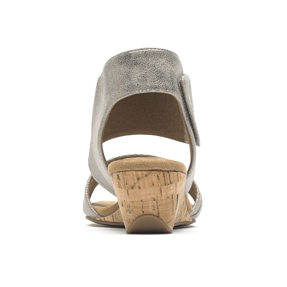 Sandálias Rockport Mulher Prateadas - Calia Mid Wedge Cuff - 46729IEQC